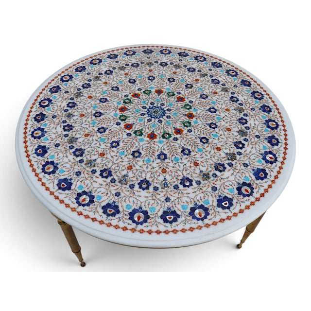 Marble Table with Brass Frame For Sale - Image 4 of 16