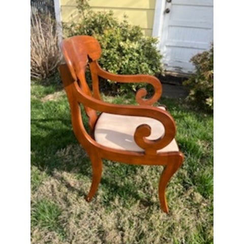 Wood Set of 6 Mid 20th Century Regency Solid Cherry Dining Chairs Attributed to Henkel Harris For Sale - Image 7 of 10