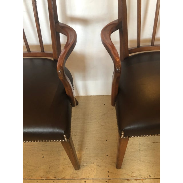 Traditional Regency Style Mahogany & Chocolately Leather Desk Armchair -One Available For Sale - Image 3 of 8