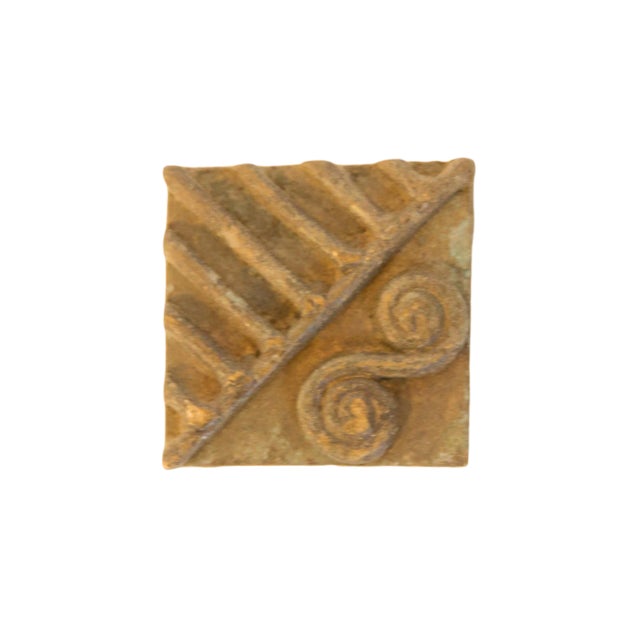 Vintage African Square Bronze Coin For Sale