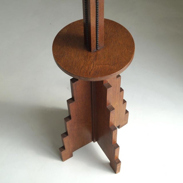 Dutch Amsterdamse School Art Deco Floor Lamp in Oak and Macassar Ebony, 1920s For Sale - Image 9 of 13