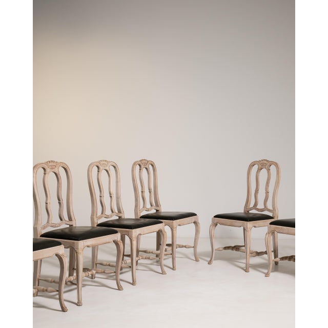 Wood Mid 20th Century Set of Twelve Louis XV Dining Chairs with Upholstered Leather Seats For Sale - Image 7 of 18