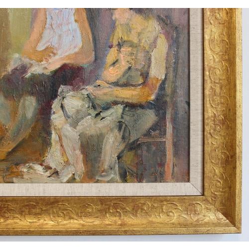 Alberto Chiancone, The Dressmaker's Workshop, 1960s, Oil Painting on Canvas, Framed For Sale - Image 13 of 15