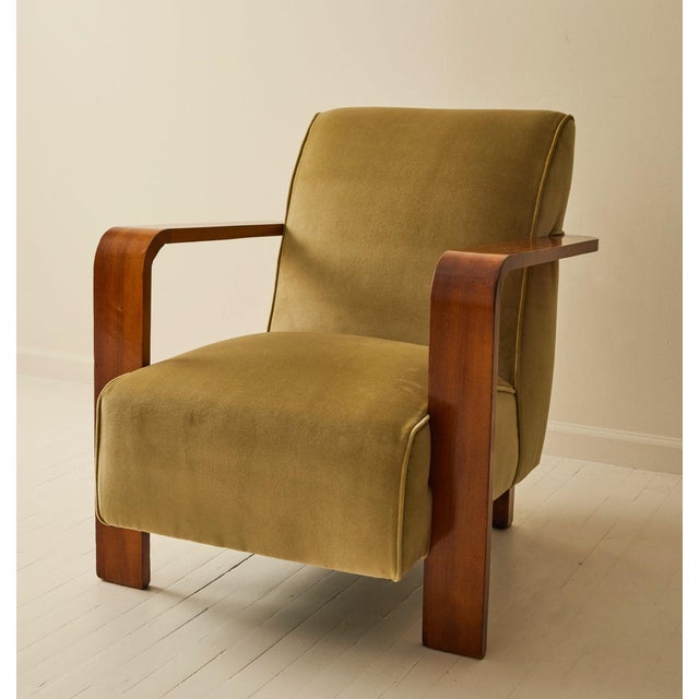 1930s Italian Art Deco Lounge Chairs in Velvet, a Pair, 1930's. For Sale - Image 5 of 9