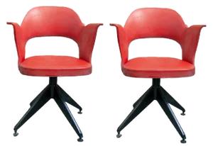 Set of Italian Iron and Vinyl Swivel Chairs, 1950s