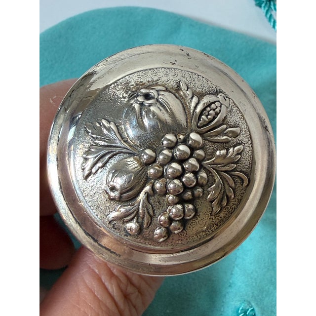 Silver Rare Vintage Tiffany & Co. Sterling Silver Grape Wine Bottle Stopper With Pouch Ex For Sale - Image 8 of 12