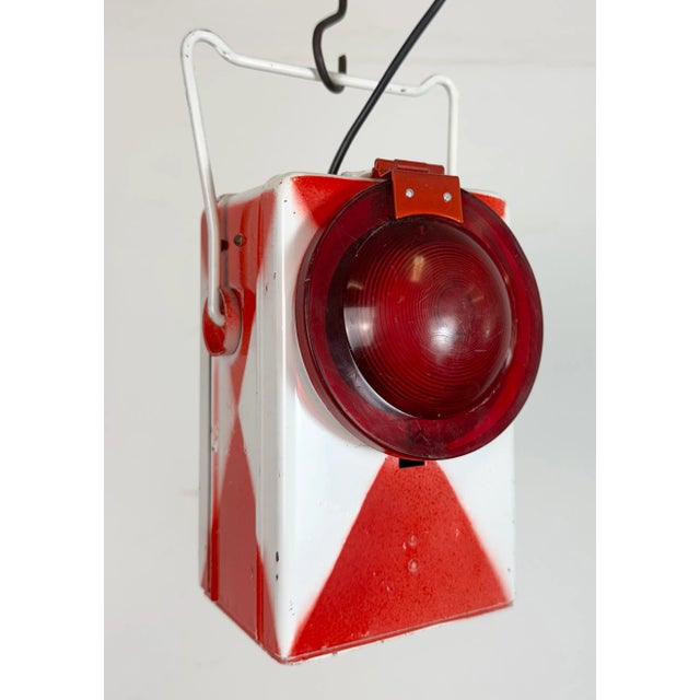 Industrial Vintage Industrial Red Railway Lantern, 1980s For Sale - Image 3 of 18