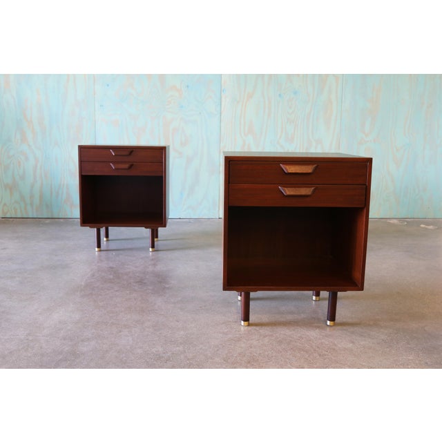 1950s Harvey Probber Nightstands Pair Mahogany and Brass Mid Century Modern, Attributed For Sale - Image 6 of 11