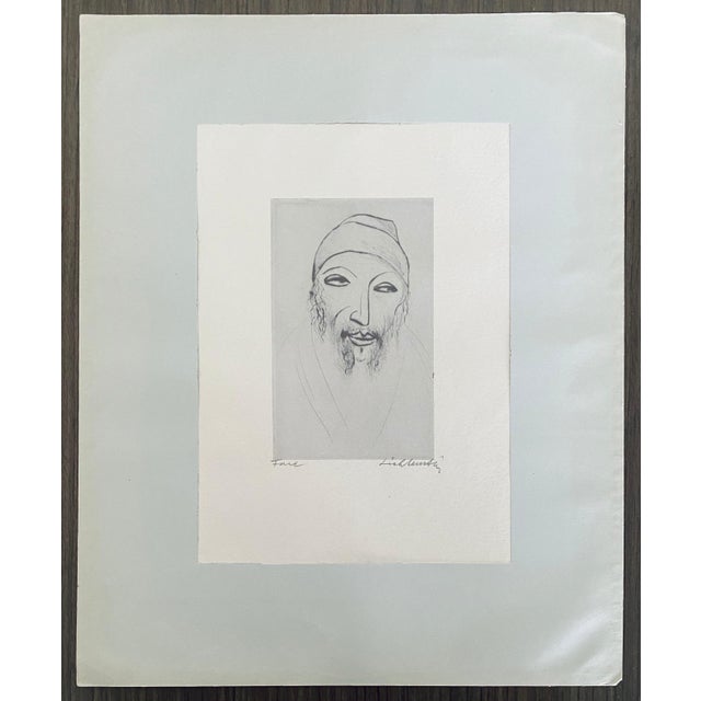 Printmaking Materials Isaac Lichtenstein 1, Bezalel School Jerusalem Israeli Judaica Etching - Face For Sale - Image 7 of 7