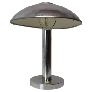 Art Deco Chrome Plated Mushroom Table Lamp, Czechoslovakia, 1930s