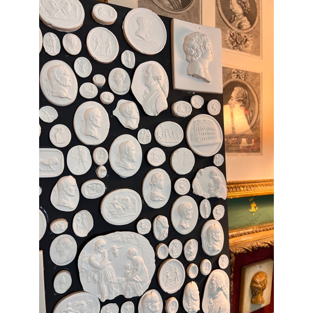 Large Pair of Grand Tour Revival Classical Intaglio and Cameo Casts & Wood Panels For Sale - Image 4 of 15