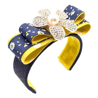 Hermes Daisy Vintage Silk Necktie Cuff Bracelet For Sale