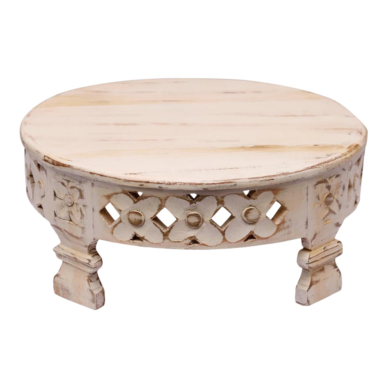 Indian Wooden Handmade Carving Round Coffee Table Chairish