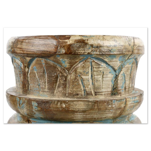 Wood Patinated Solid Wood Column For Sale - Image 7 of 9