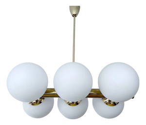 Vintage Glass Globe Pendant Light in the style of Stilnovo, 1950s