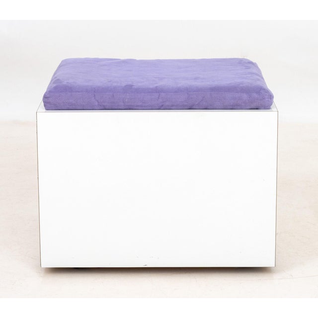 Contemporary Purple and White Storage Ottoman For Sale In New York - Image 6 of 6