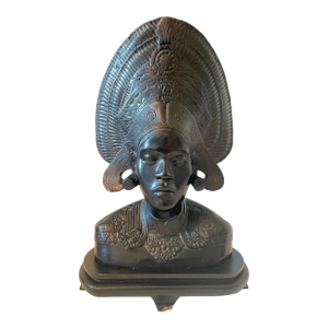 1930s Mid-Century Indochina Bien Hoa School Patinated Bronze Balinese Janger Dancer Bust