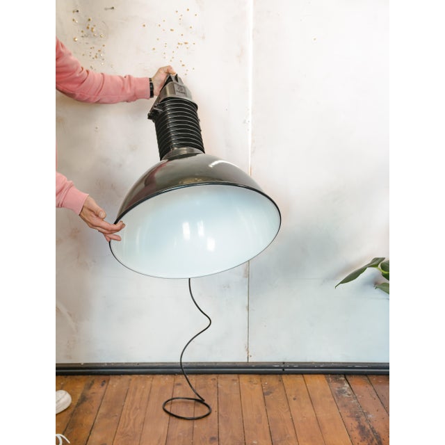 HDK Black Enamel and Black Cast Aluminum Factory Pendant Light from Philips, Holland, 1950s For Sale - Image 9 of 14