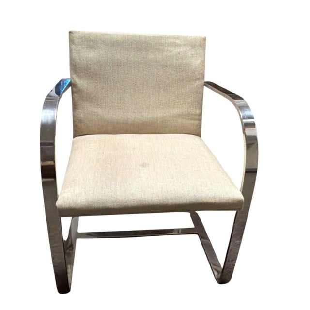 1970s Vintage Chrome Brno Flatbar Armchair Attributed to Mies Van Der Rohe For Sale - Image 5 of 12