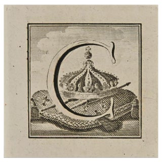 Luigi Vanvitelli, Letter of the Alphabet C, Etching, 18th Century For Sale