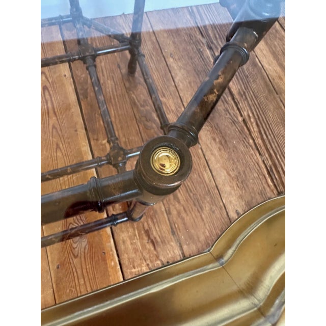 Coffee Classic Faux Bamboo Brass & Glass Tray Top Coffee Table For Sale - Image 8 of 12