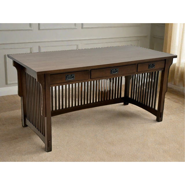 Mission Crofter 3 Drawer Library Desk - Walnut For Sale - Image 9 of 10