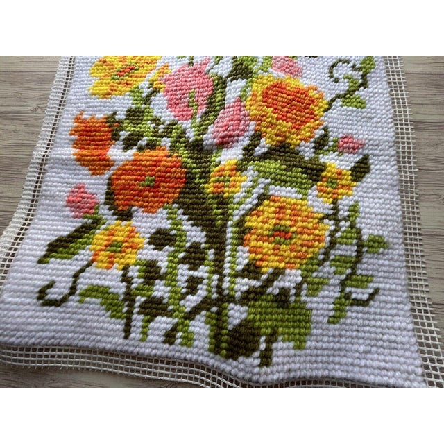 1970s 1970s Colorful Floral Finished Needlepoint Canvas For Sale - Image 5 of 5