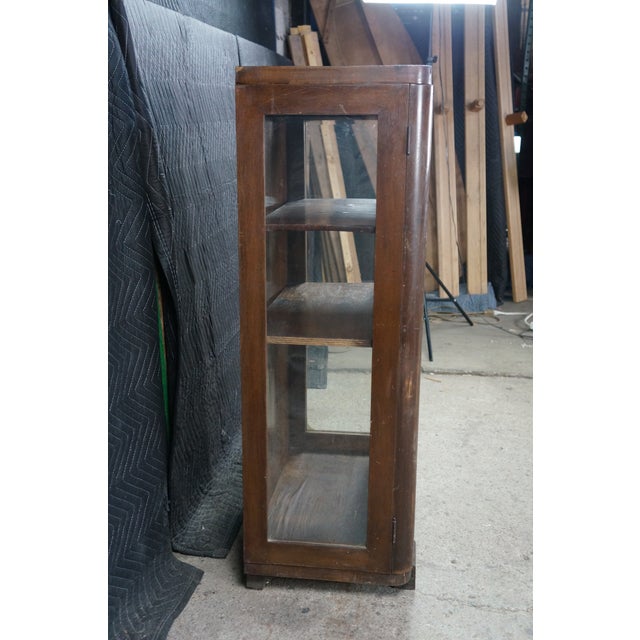 Antique Art Deco Mahogany Curio Cabinet Bookcase Console 42" For Sale - Image 12 of 18