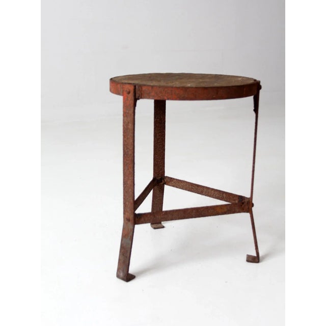 Farmhouse Vintage Industrial Stool For Sale - Image 3 of 12