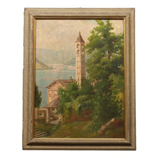 Giuseppe Viviani, Church of Molina, Oil on Panel, Framed For Sale
