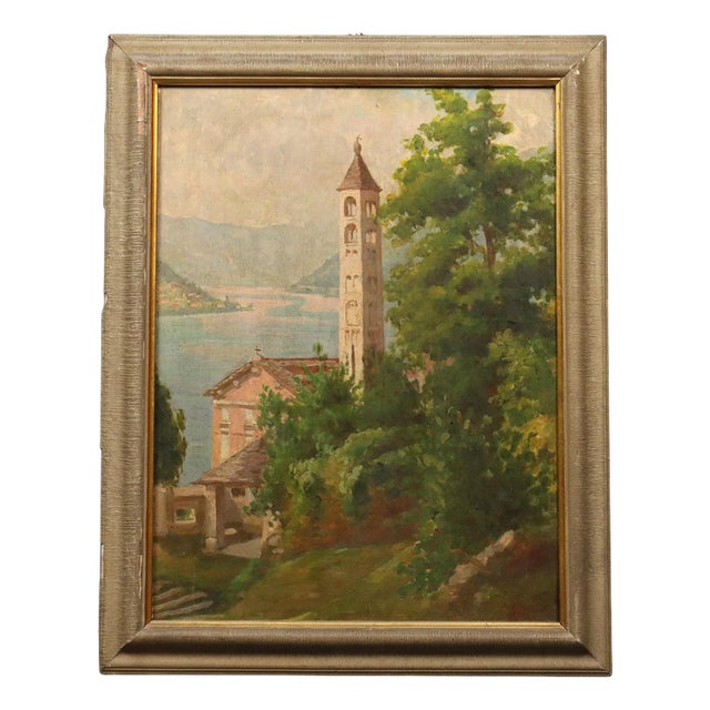 Giuseppe Viviani, Church of Molina, Oil on Panel, Framed For Sale