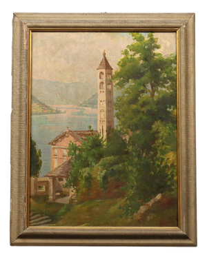Giuseppe Viviani, Church of Molina, Oil on Panel, Framed