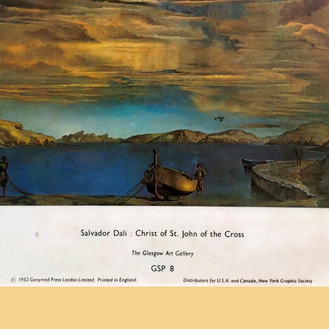 Brown 1952 50s Salvador Dali Christ of Saint John of the Cross Vintage Art Print Poster Offset Lithography the Glasgow Art Gallery England For Sale - Image 8 of 8