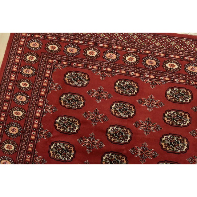 Bokhara Rug 5’2” X 7’9” Red Wool Tribal Hand-Knotted Oriental Carpet For Sale In Philadelphia - Image 6 of 13