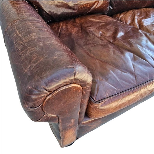 2010s Restoration Hardware Lancaster Luxe Depth Brompton Sofa in Cocoa Leather For Sale - Image 5 of 18
