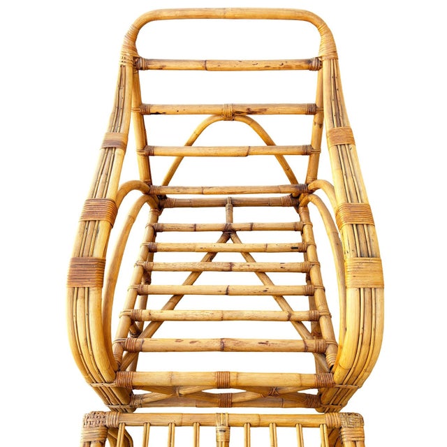 Restored Mid-Century 3-Stand 1949er Reed Rattan Chaise Lounge W/ Ottoman For Sale - Image 14 of 16