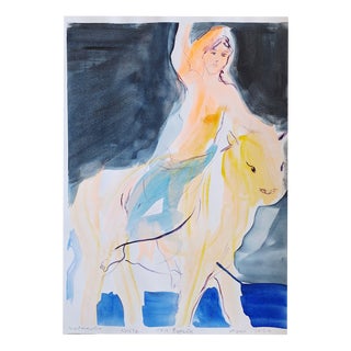 Agapi Wieruszewska, Nude The Rape of Europa, Motives from Greece, 2024, Watercolorr on Paper For Sale
