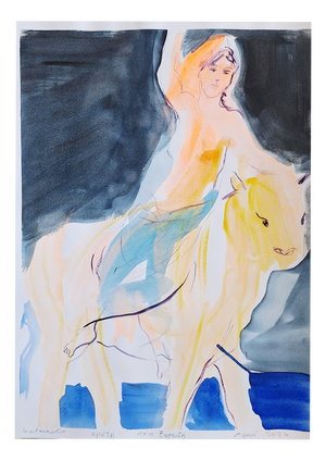 Agapi Wieruszewska, Nude The Rape of Europa, Motives from Greece, 2024, Watercolorr on Paper