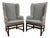Vintage Georgian Style Transitional Style High Back Wingback Accent Chairs For Sale