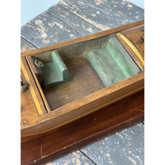 Brown Vintage Handmade Wood Runabout Speedboat Sculpture / Storage Box, Circa 1940s For Sale - Image 8 of 18