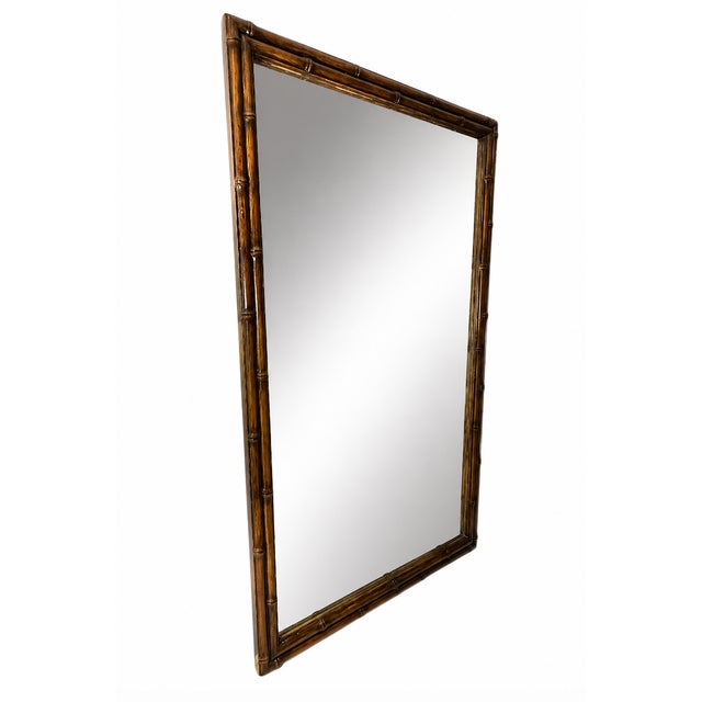 Vintage Faux Bamboo Wall Mirror – Hollywood Regency Palm Beach Style For Sale - Image 4 of 5