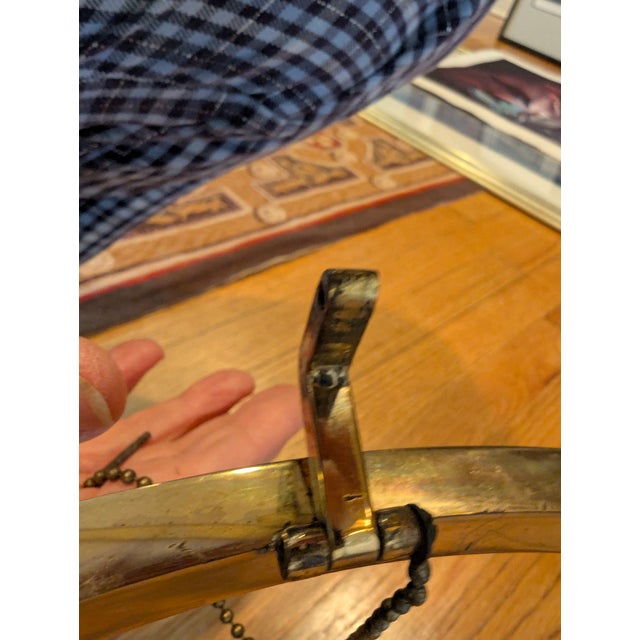 Double Sided 3 Tiered Vintage Rolling Brass/Glass Bar Cart, a Hollywood Regency Classic With Swivel Top and Secure Lock For Sale - Image 10 of 16