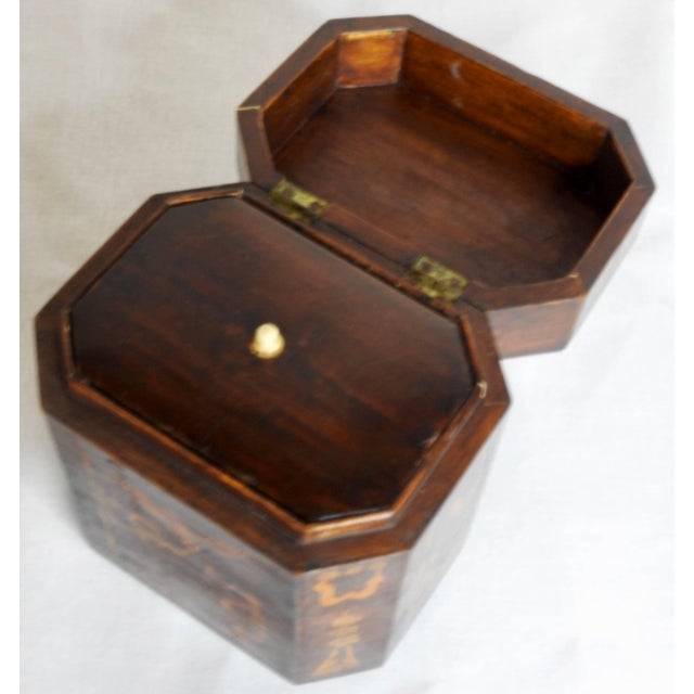 19th Century British Tea Caddy With Inlay For Sale - Image 4 of 7