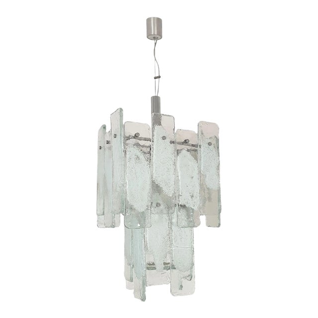 White Murano Glass Chandelier Mazzega Style 1970s For Sale