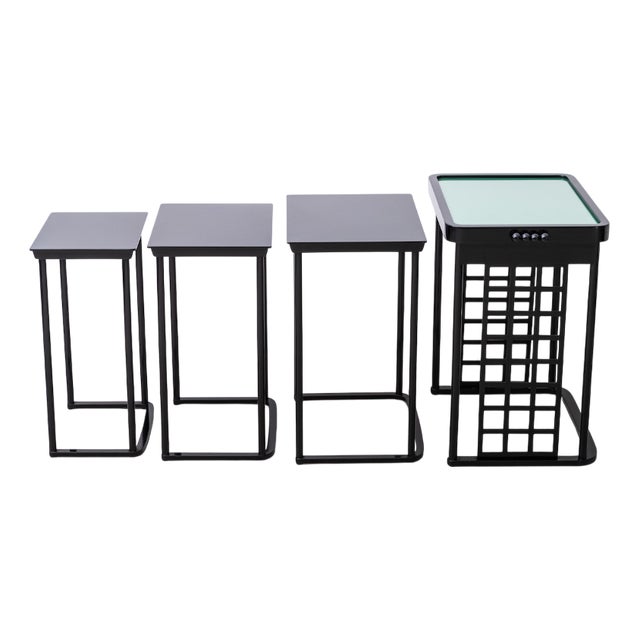 Art Nouveau Nesting Table Set after 1905 Design by Prof. Josef Hoffmann, Vienna, c.1980, Set of 4 For Sale