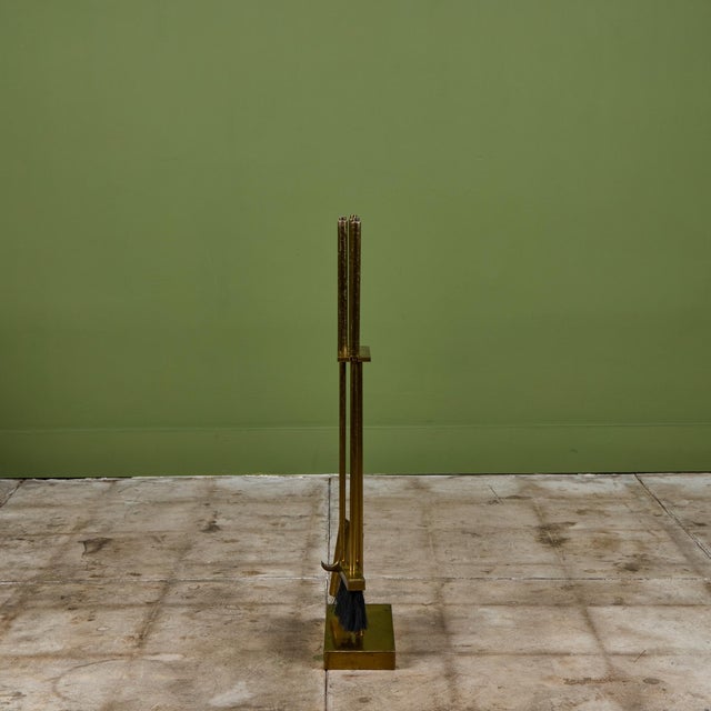 Brass Fireplace Tool Set For Sale - Image 4 of 17