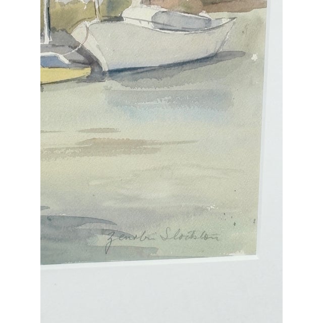 1990s 1990s Large Watercolor of Charleston Harbor by Zenobia Stockton For Sale - Image 5 of 6
