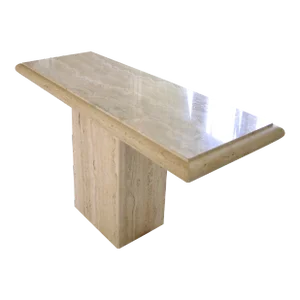 Natural Travertine Console Table in Ecru, Sand and Pink