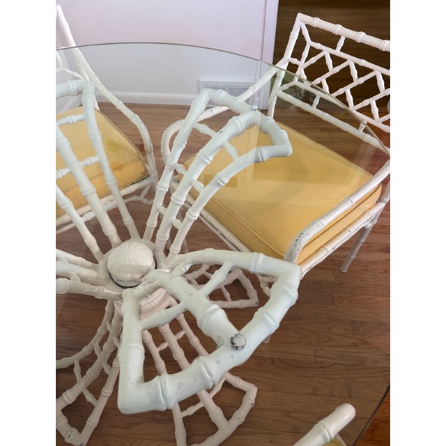 Vintage Kessler Outdoor Faux Bamboo Aluminum Table and Chairs Set For Sale In Philadelphia - Image 6 of 11