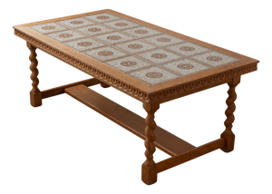 Scandinavian Modern Oak and Tile Coffee Table in the style of Kjærnulf, 1960s